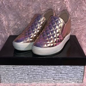 Rose-Gold Wanted Slip-on Wedges
